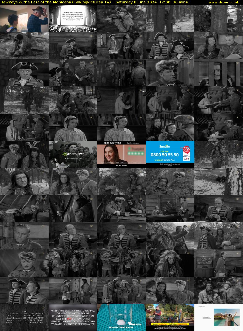 Hawkeye & the Last of the Mohicans (TalkingPictures TV) Saturday 8 June 2024 12:00 - 12:30