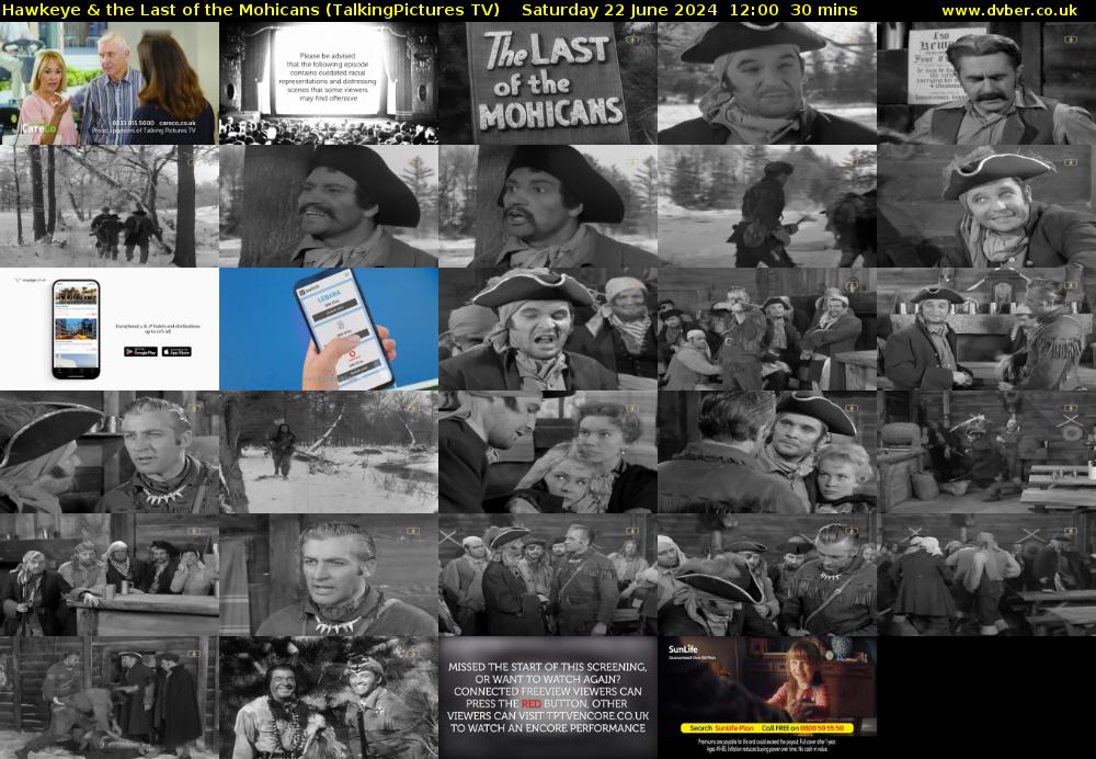 Hawkeye & the Last of the Mohicans (TalkingPictures TV) Saturday 22 June 2024 12:00 - 12:30