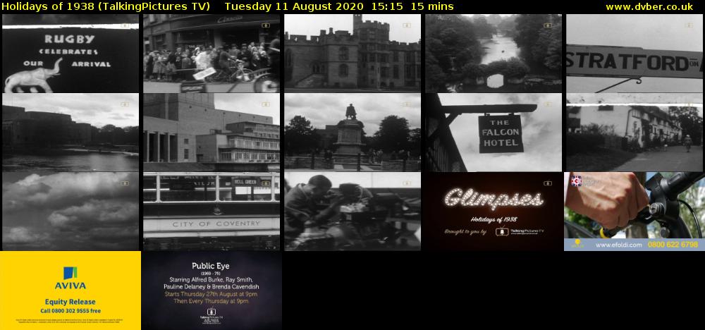 Holidays of 1938 (TalkingPictures TV) Tuesday 11 August 2020 15:15 - 15:30