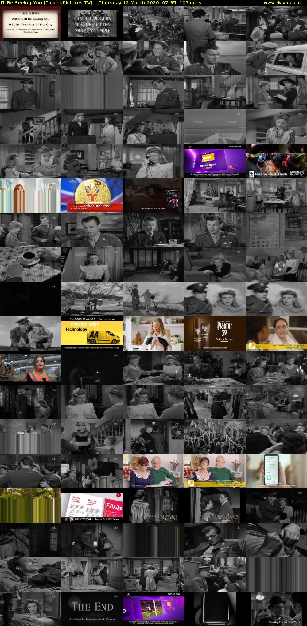 I'll Be Seeing You (TalkingPictures TV) Thursday 12 March 2020 07:35 - 09:20