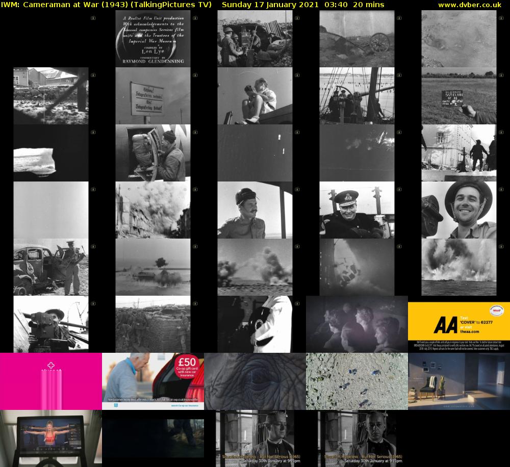 IWM: Cameraman at War (1943) (TalkingPictures TV) Sunday 17 January 2021 03:40 - 04:00
