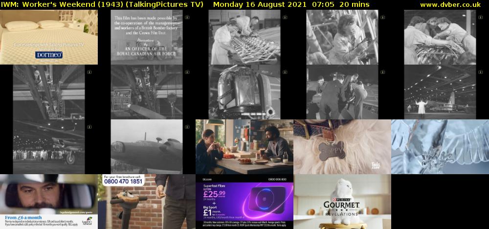 IWM: Worker's Weekend (1943) (TalkingPictures TV) Monday 16 August 2021 07:05 - 07:25
