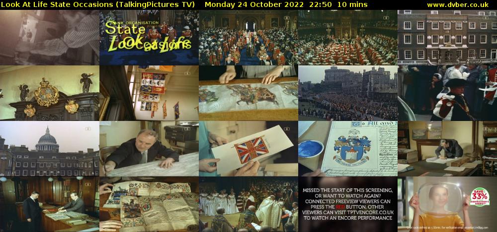 Look At Life State Occasions (TalkingPictures TV) Monday 24 October 2022 22:50 - 23:00