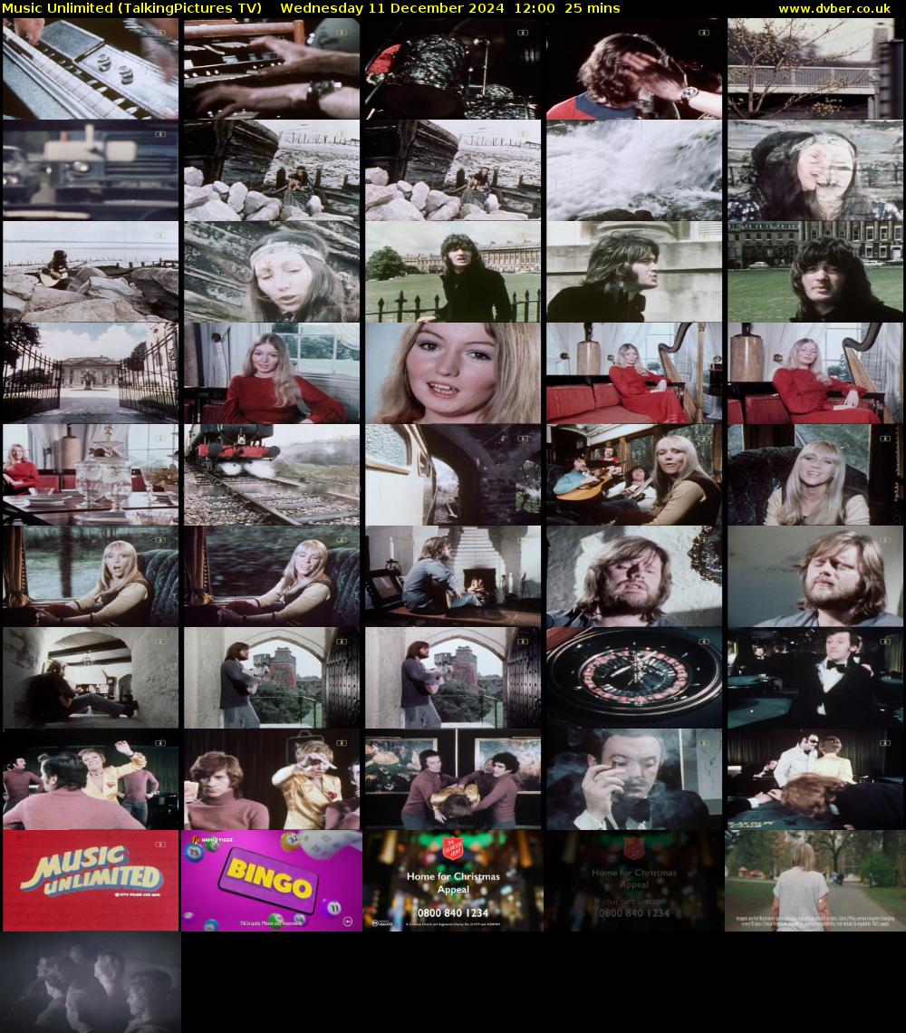 Music Unlimited (TalkingPictures TV) Wednesday 11 December 2024 12:00 - 12:25