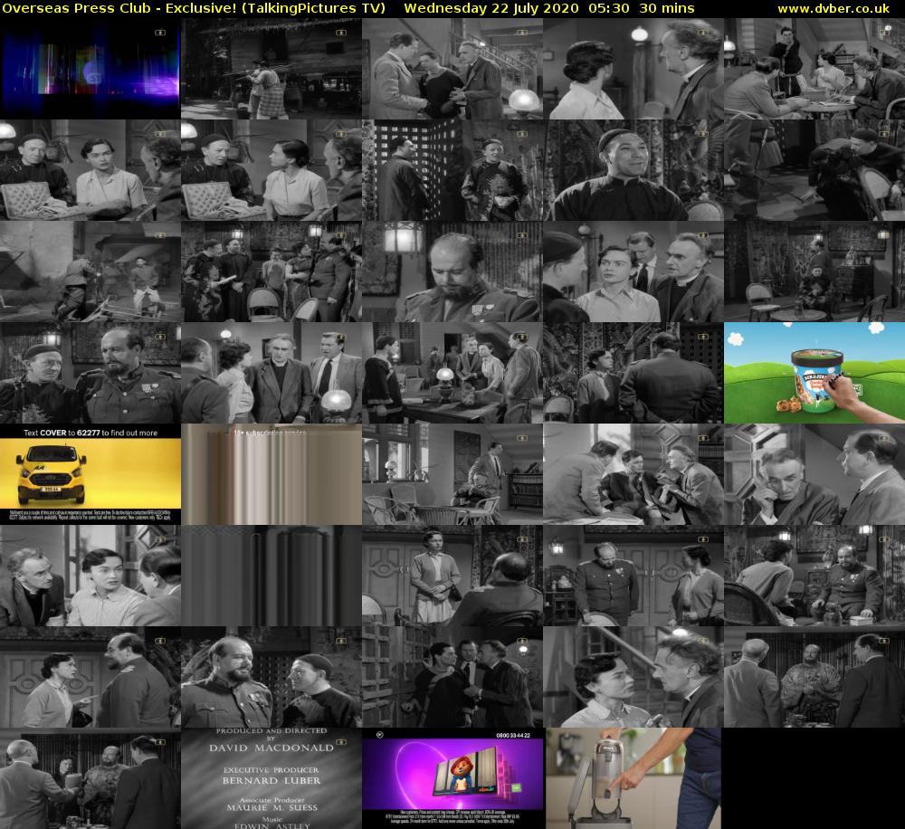 Overseas Press Club - Exclusive! (TalkingPictures TV) Wednesday 22 July 2020 05:30 - 06:00