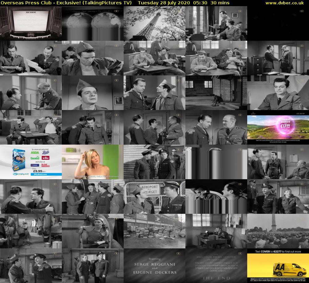 Overseas Press Club - Exclusive! (TalkingPictures TV) Tuesday 28 July 2020 05:30 - 06:00