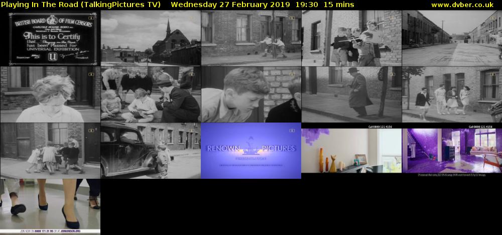 Playing In The Road (TalkingPictures TV) Wednesday 27 February 2019 19:30 - 19:45