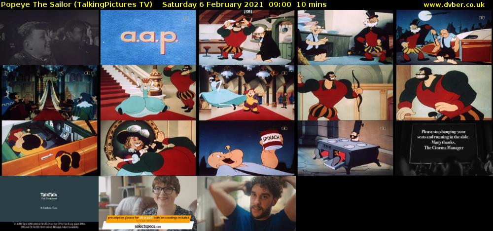 Popeye The Sailor (TalkingPictures TV) Saturday 6 February 2021 09:00 - 09:10