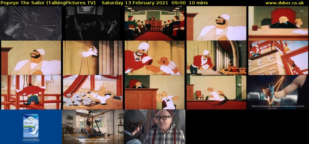 Popeye The Sailor (TalkingPictures TV) Saturday 13 February 2021 09:00 - 09:10