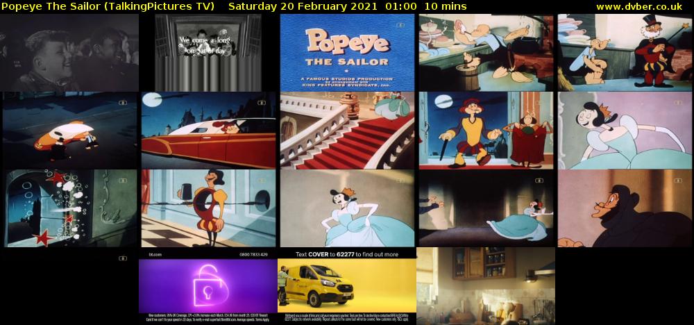 Popeye The Sailor (TalkingPictures TV) Saturday 20 February 2021 01:00 - 01:10