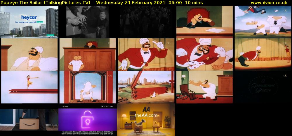 Popeye The Sailor (TalkingPictures TV) Wednesday 24 February 2021 06:00 - 06:10