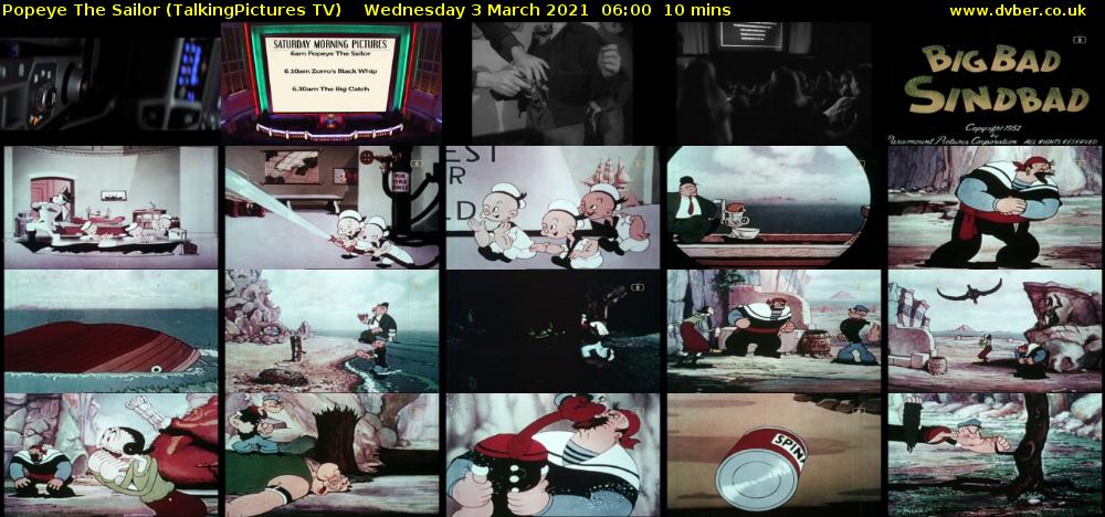 Popeye The Sailor (TalkingPictures TV) Wednesday 3 March 2021 06:00 - 06:10