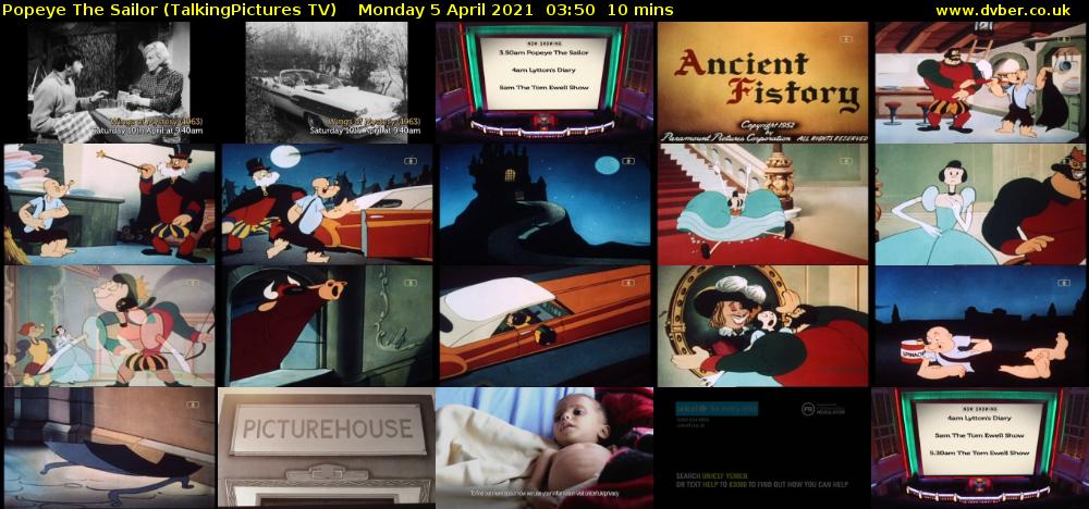 Popeye The Sailor (TalkingPictures TV) Monday 5 April 2021 03:50 - 04:00