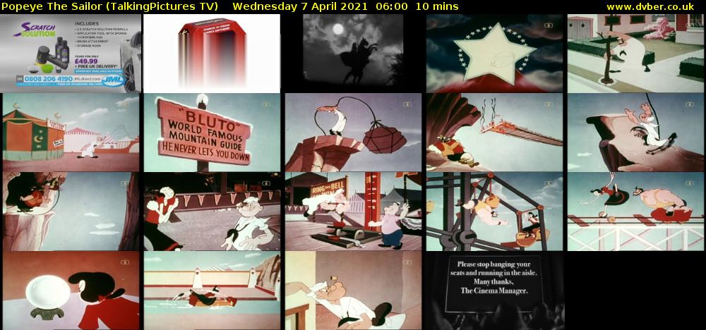 Popeye The Sailor (TalkingPictures TV) Wednesday 7 April 2021 06:00 - 06:10