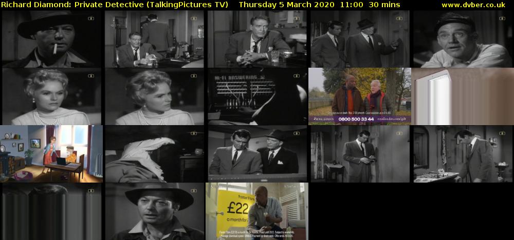 Richard Diamond: Private Detective (TalkingPictures TV) Thursday 5 March 2020 11:00 - 11:30