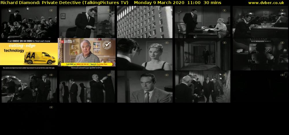Richard Diamond: Private Detective (TalkingPictures TV) Monday 9 March 2020 11:00 - 11:30