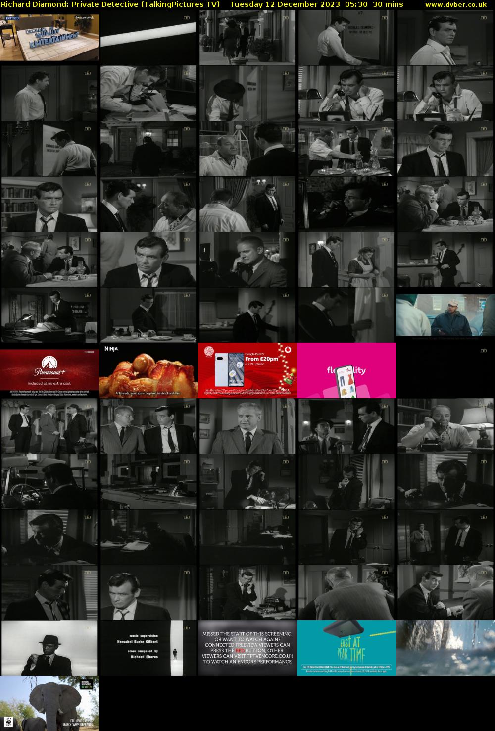 Richard Diamond: Private Detective (TalkingPictures TV) Tuesday 12 December 2023 05:30 - 06:00