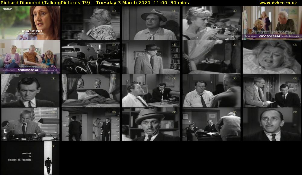 Richard Diamond (TalkingPictures TV) Tuesday 3 March 2020 11:00 - 11:30