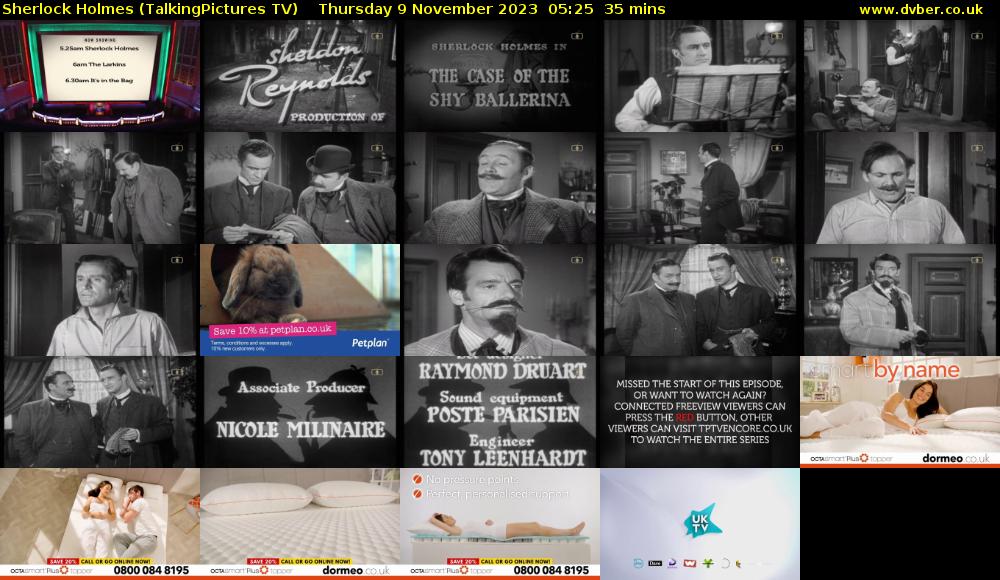 Sherlock Holmes (TalkingPictures TV) Thursday 9 November 2023 05:25 - 06:00
