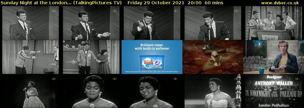 Sunday Night at the London... (TalkingPictures TV) Friday 29 October 2021 20:00 - 21:00