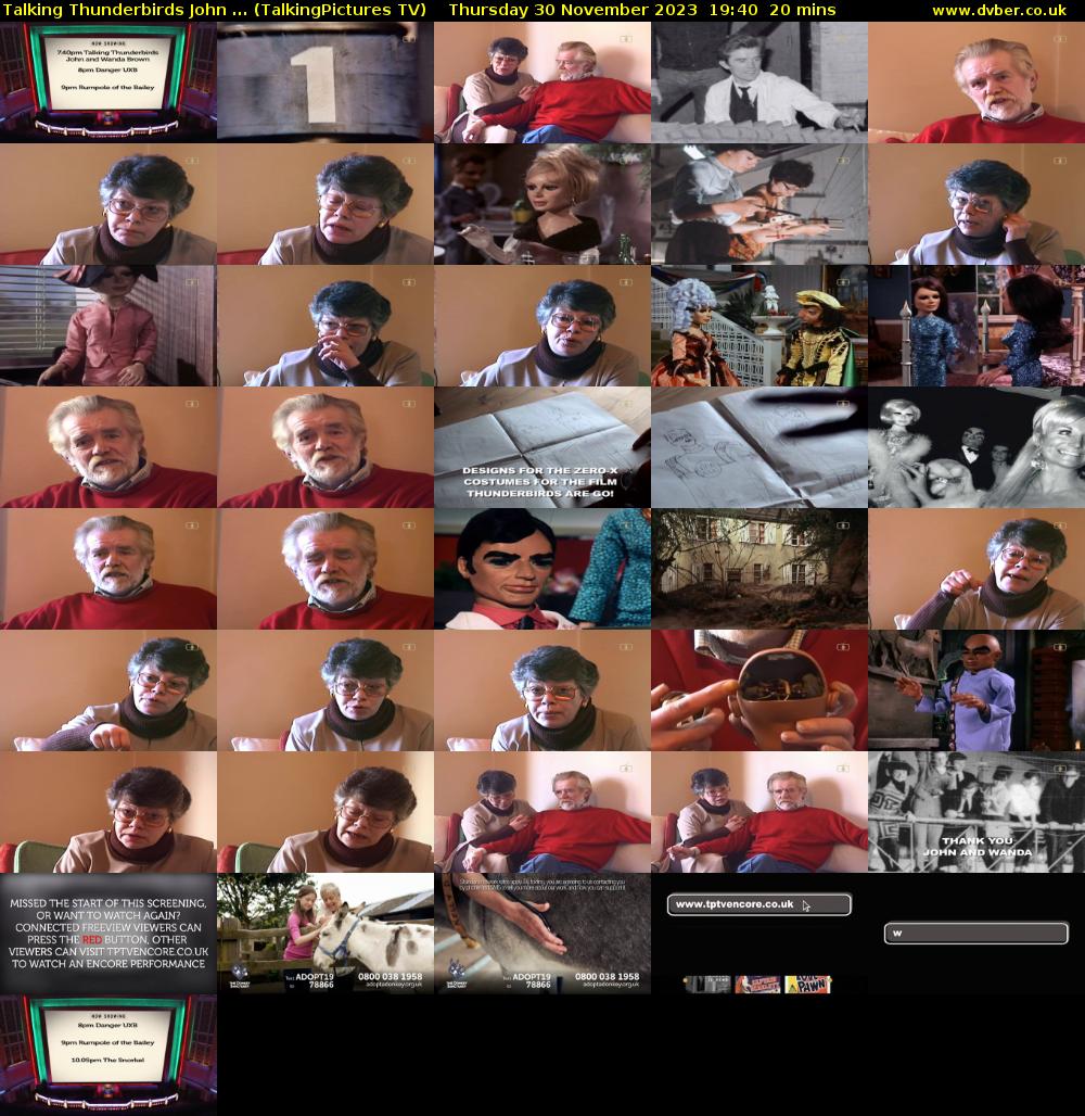 Talking Thunderbirds John ... (TalkingPictures TV) Thursday 30 November 2023 19:40 - 20:00