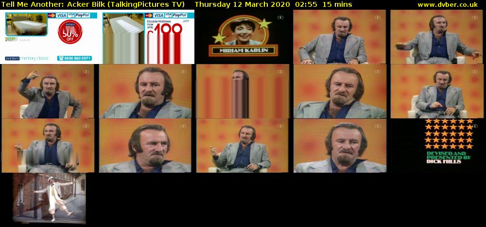 Tell Me Another: Acker Bilk (TalkingPictures TV) Thursday 12 March 2020 02:55 - 03:10