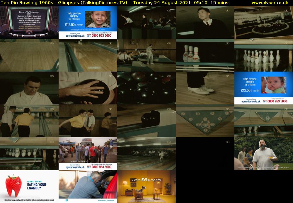 Ten Pin Bowling 1960s - Glimpses (TalkingPictures TV) Tuesday 24 August 2021 05:10 - 05:25
