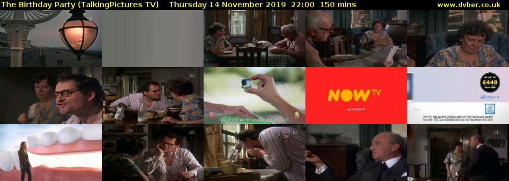 The Birthday Party (TalkingPictures TV) Thursday 14 November 2019 22:00 - 00:30