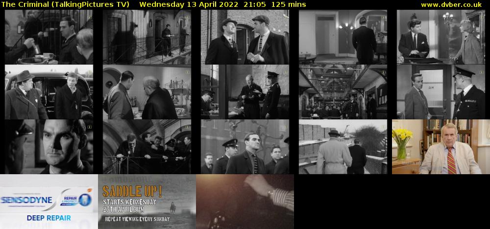 The Criminal (TalkingPictures TV) Wednesday 13 April 2022 21:05 - 23:10