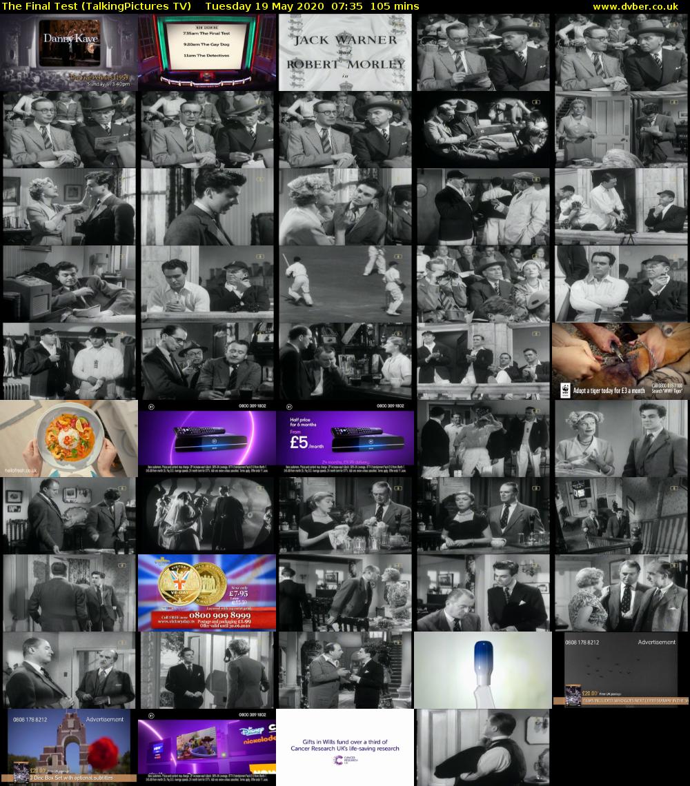 The Final Test (TalkingPictures TV) Tuesday 19 May 2020 07:35 - 09:20