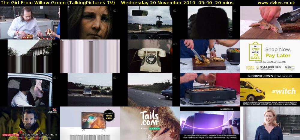 The Girl From Willow Green (TalkingPictures TV) Wednesday 20 November 2019 05:40 - 06:00