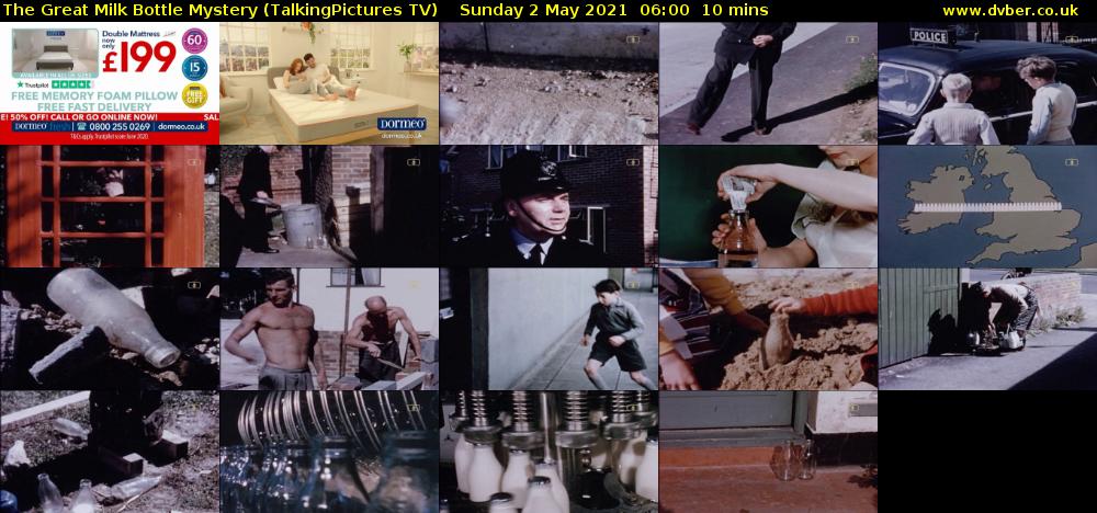The Great Milk Bottle Mystery (TalkingPictures TV) Sunday 2 May 2021 06:00 - 06:10