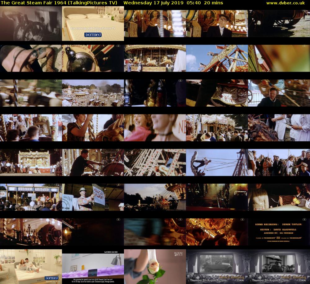 The Great Steam Fair 1964 (TalkingPictures TV) Wednesday 17 July 2019 05:40 - 06:00