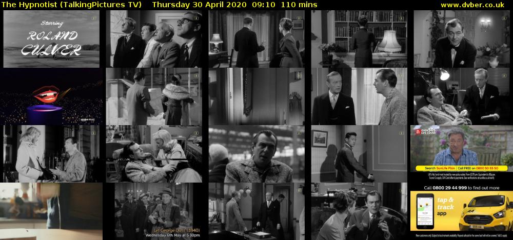 The Hypnotist (TalkingPictures TV) Thursday 30 April 2020 09:10 - 11:00