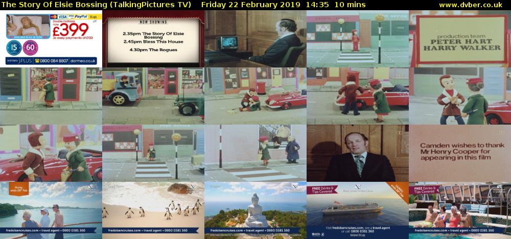 The Story Of Elsie Bossing (TalkingPictures TV) Friday 22 February 2019 14:35 - 14:45