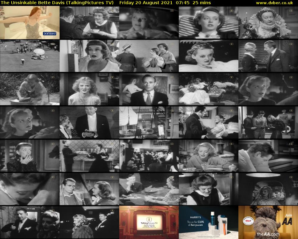 The Unsinkable Bette Davis (TalkingPictures TV) Friday 20 August 2021 07:45 - 08:10