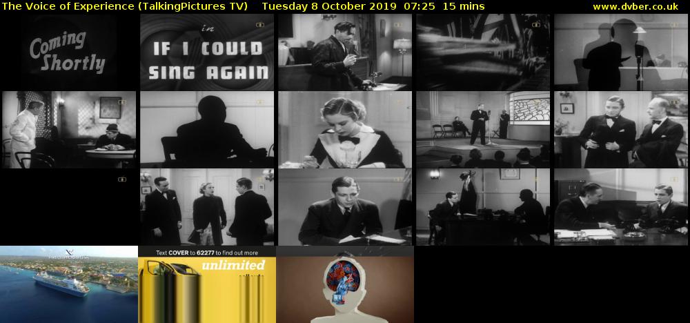 The Voice of Experience (TalkingPictures TV) Tuesday 8 October 2019 07:25 - 07:40