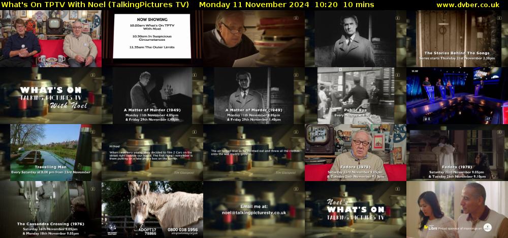 What's On TPTV With Noel (TalkingPictures TV) Monday 11 November 2024 10:20 - 10:30