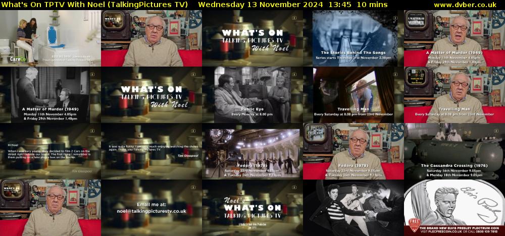 What's On TPTV With Noel (TalkingPictures TV) Wednesday 13 November 2024 13:45 - 13:55