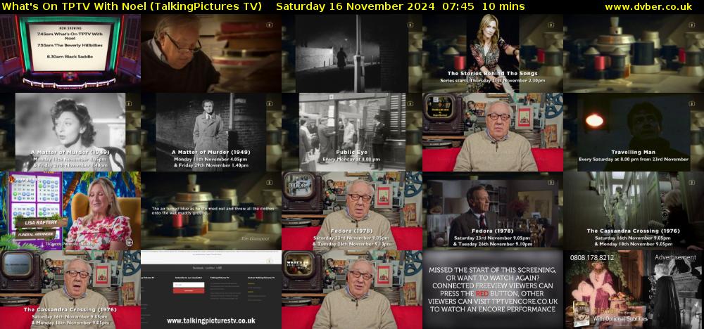 What's On TPTV With Noel (TalkingPictures TV) Saturday 16 November 2024 07:45 - 07:55