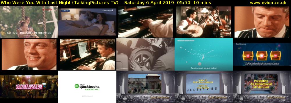 Who Were You With Last Night (TalkingPictures TV) Saturday 6 April 2019 05:50 - 06:00