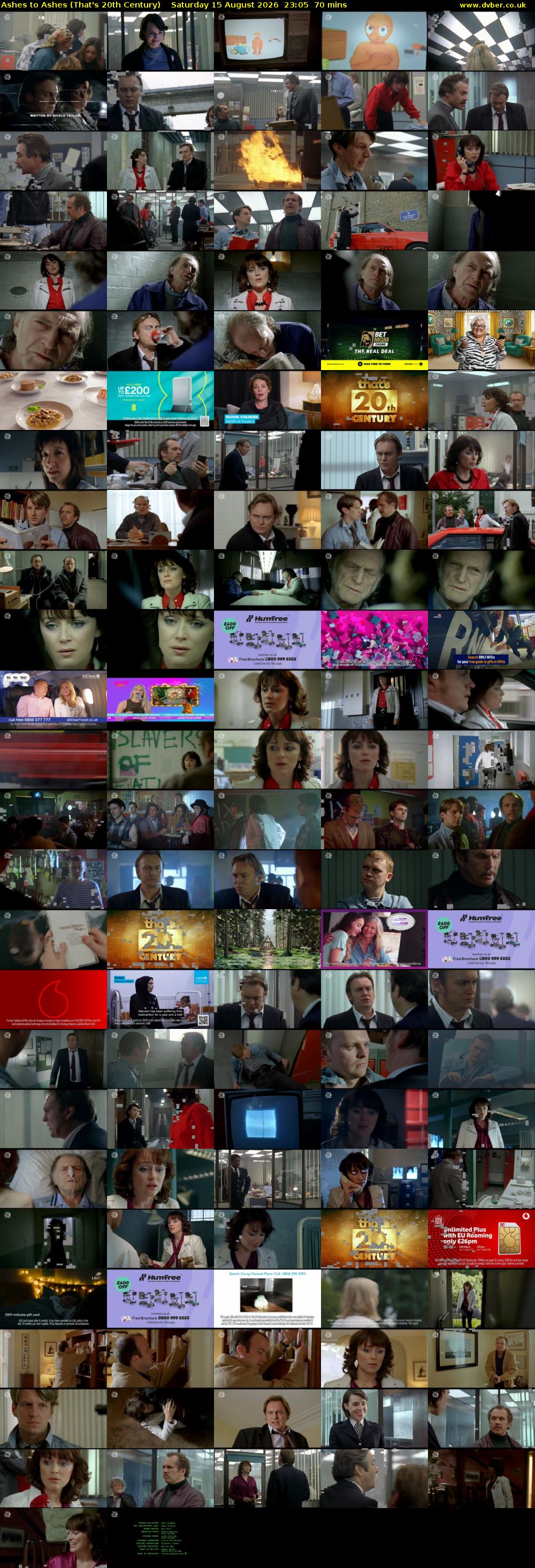 Ashes to Ashes (That's 20th Century) Saturday 15 August 2026 23:05 - 00:15