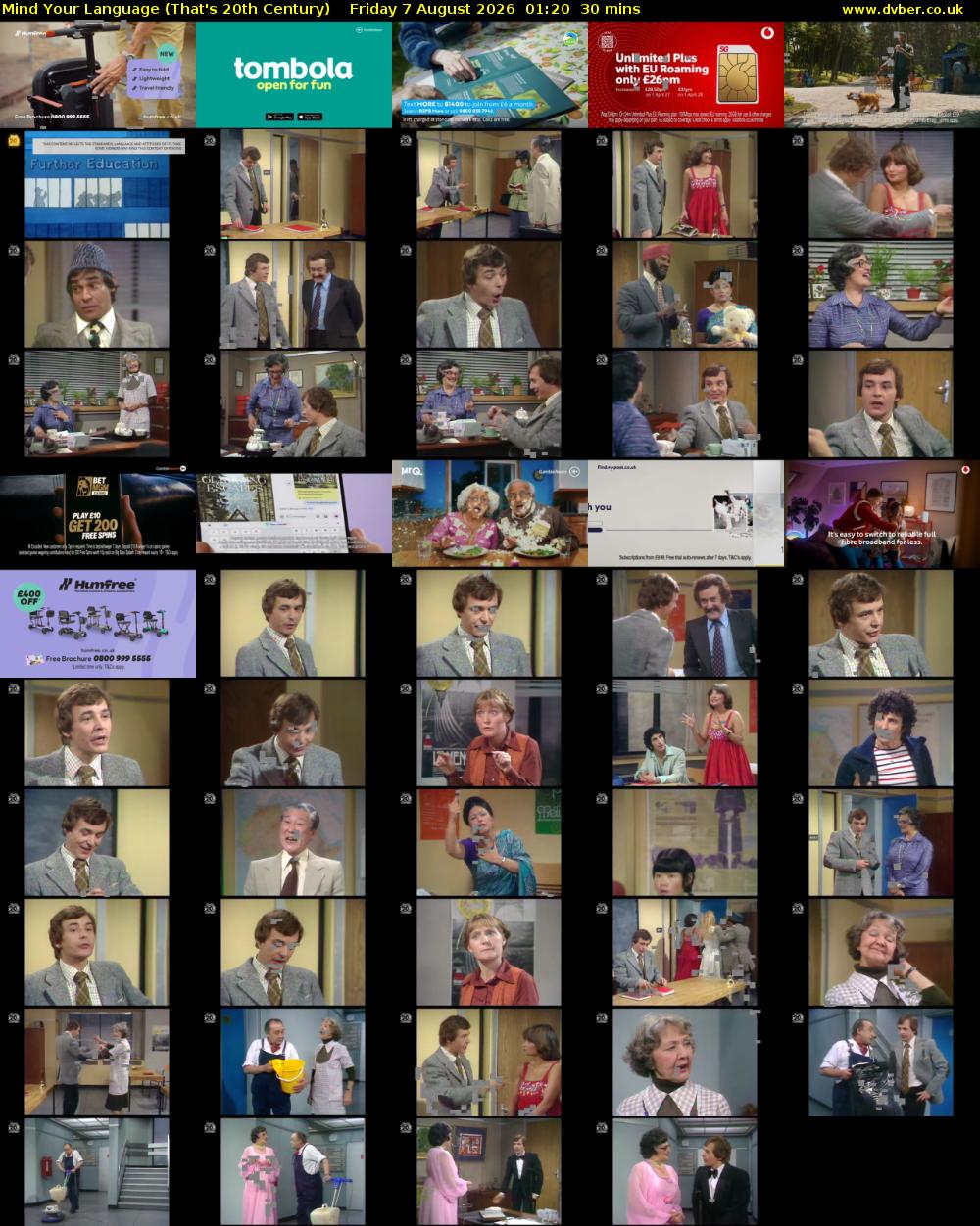 Mind Your Language (That's 20th Century) Friday 7 August 2026 01:20 - 01:50