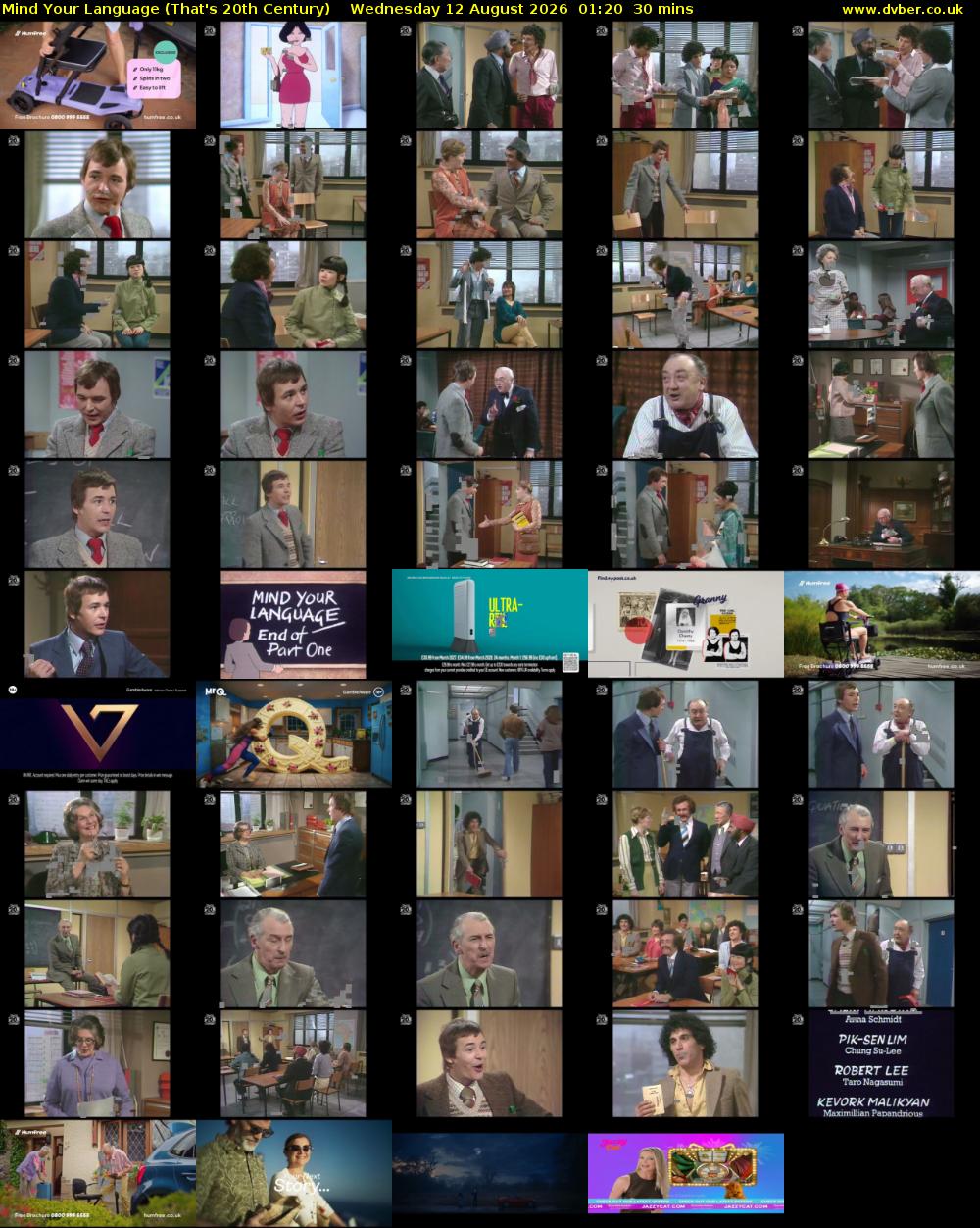 Mind Your Language (That's 20th Century) Wednesday 12 August 2026 01:20 - 01:50