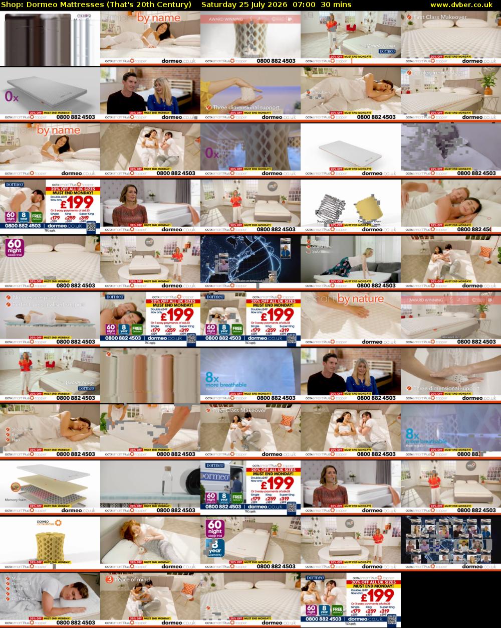 Shop: Dormeo Mattresses (That's 20th Century) Saturday 25 July 2026 07:00 - 07:30