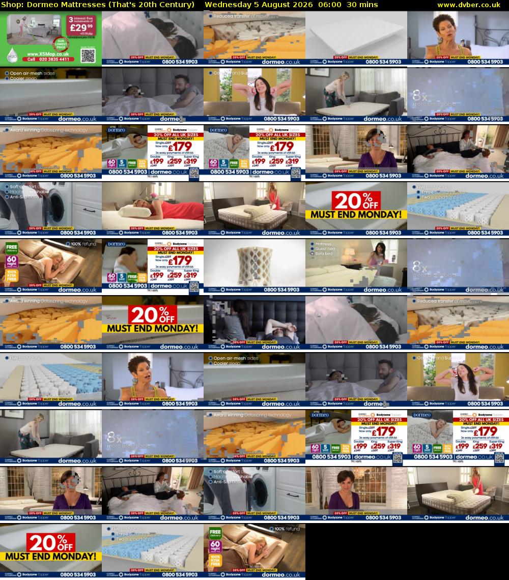 Shop: Dormeo Mattresses (That's 20th Century) Wednesday 5 August 2026 06:00 - 06:30