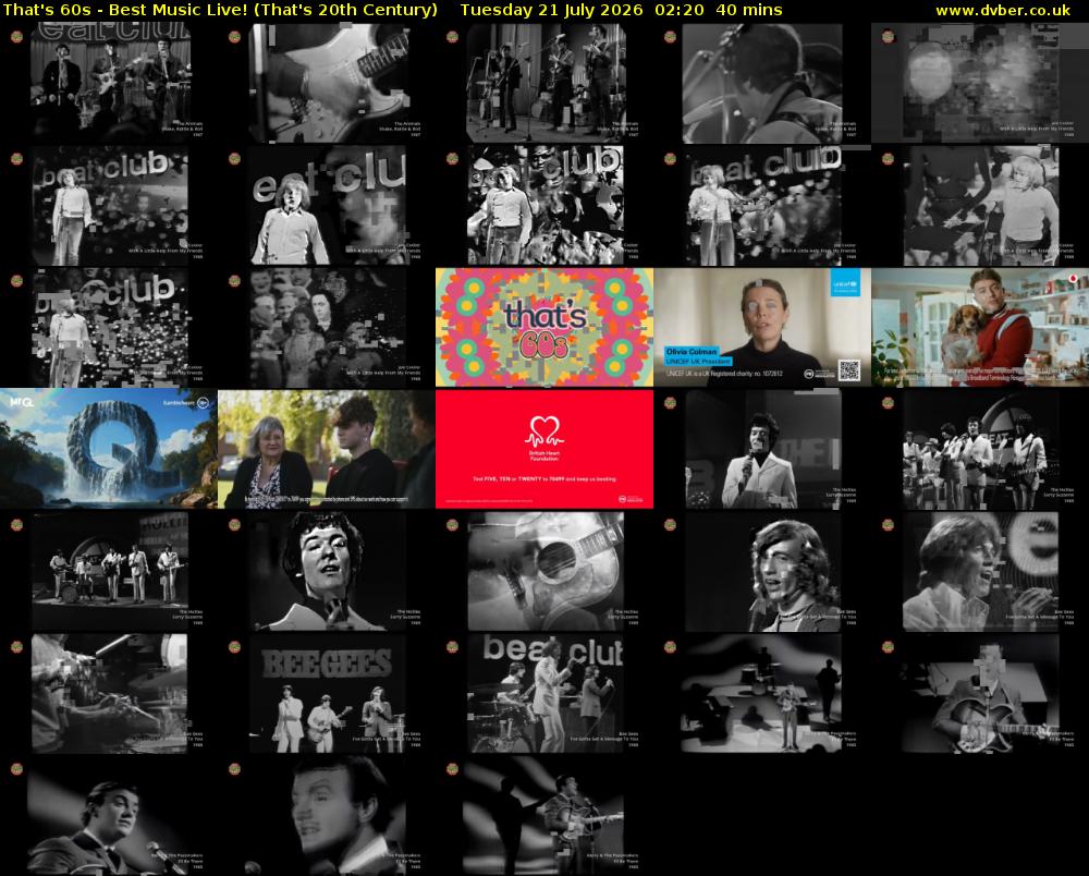 That's 60s - Best Music Live! (That's 20th Century) Tuesday 21 July 2026 02:20 - 03:00