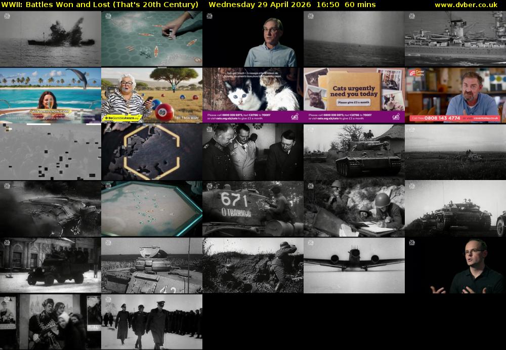 WWII: Battles Won and Lost (That's 20th Century) Wednesday 29 April 2026 16:50 - 17:50