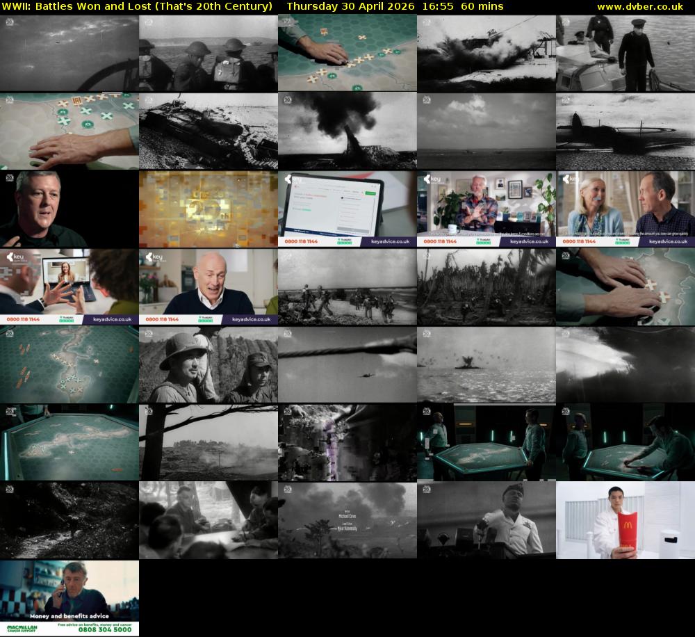 WWII: Battles Won and Lost (That's 20th Century) Thursday 30 April 2026 16:55 - 17:55