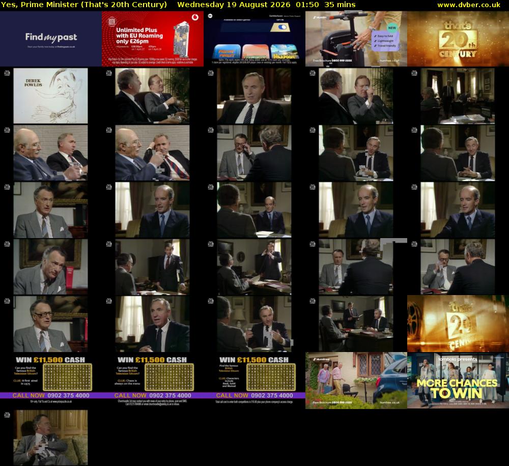 Yes, Prime Minister (That's 20th Century) Wednesday 19 August 2026 01:50 - 02:25